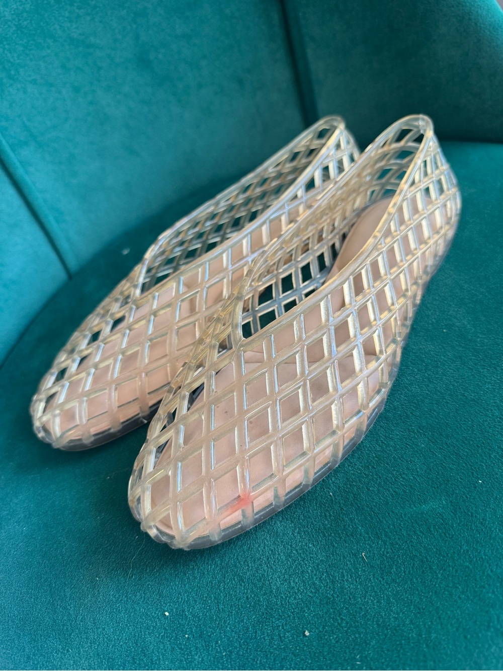 Aldo Clear Lattice Jelly Flats with Pink Insole